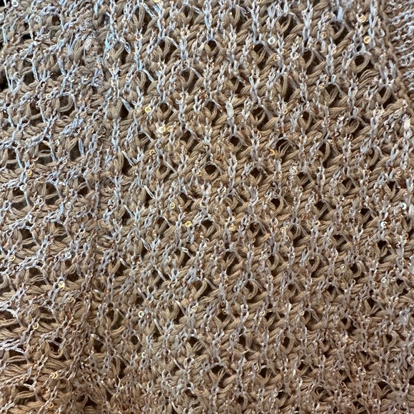 L'Agence Blanca Sequin Cardigan Beige/Gold Crochet Knit Size Extra Small - Picture 4 of 7